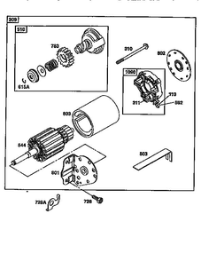 Starter Assembly 1 Diagram and Parts List for 28Q700  Briggs and Stratton Engine